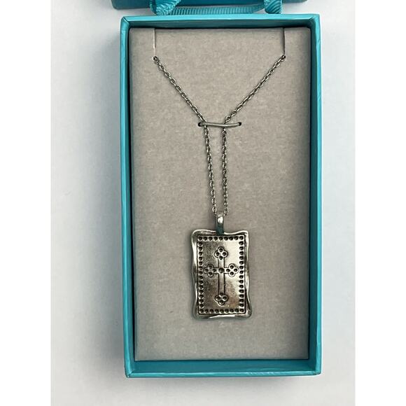 Halle Joy Silver Tone Hope Cross Necklace - Picture 1 of 7